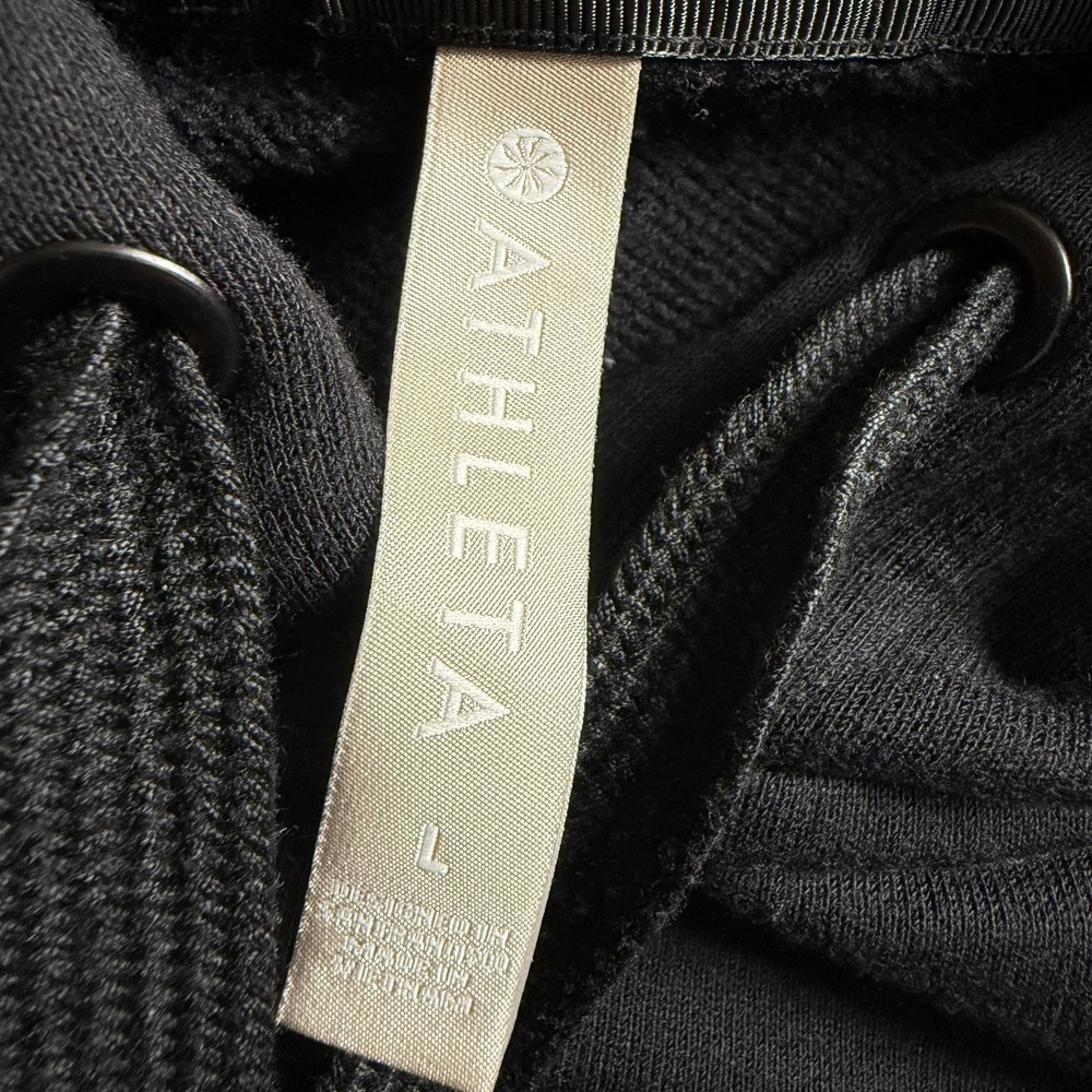 Athleta Hoodie Womens‎ Large Black Cropped Pullover Modal Blend Long Sleeve - Picture 2 of 7